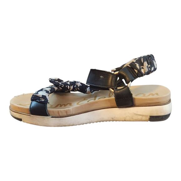 Sam Edelman Ashie Floral fabric leather slingback wedge sandal sz 7.5 shoes - Picture 8 of 15